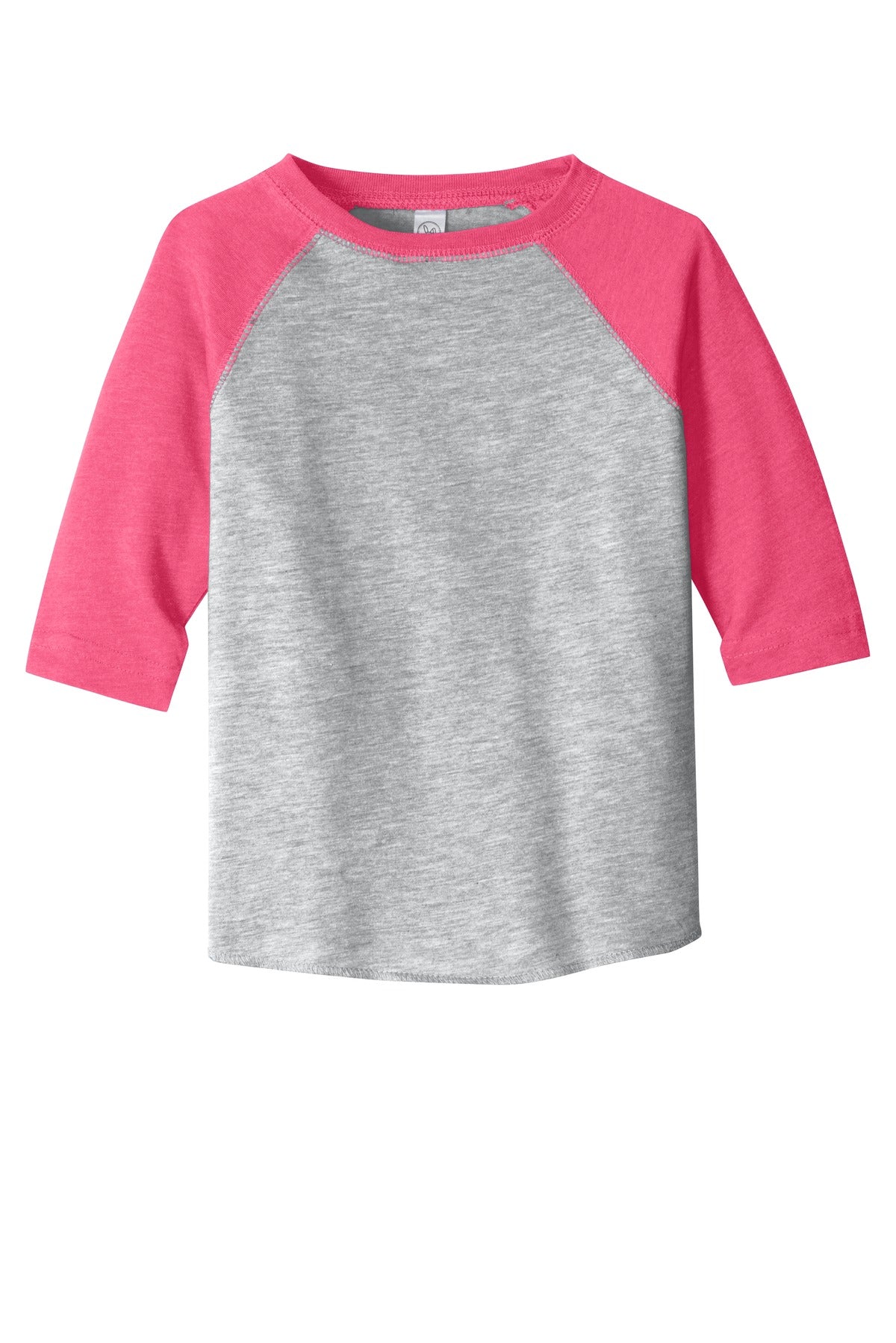 Rabbit Skins Toddler Baseball Fine Jersey Tee - Vintage Heather/ Vintage Hot Pink