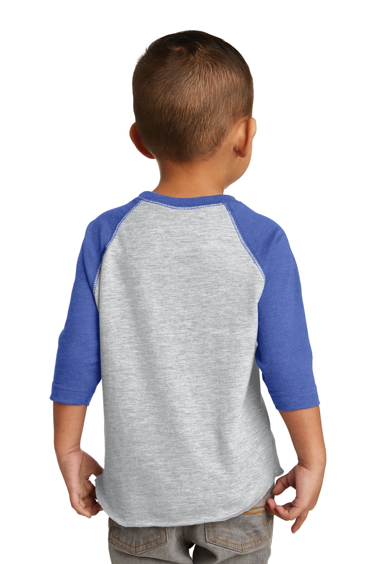 Rabbit Skins Toddler Baseball Fine Jersey Tee - Vintage Heather/ Vintage Royal