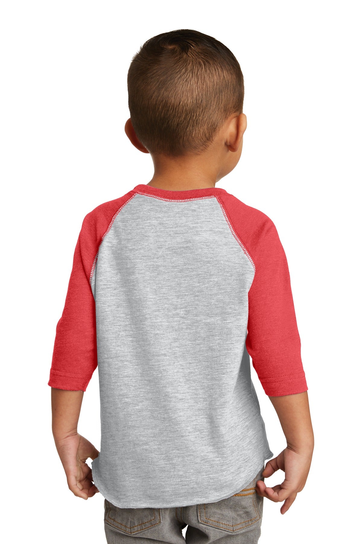 Rabbit Skins Toddler Baseball Fine Jersey Tee - Vintage Heather/ Vintage Red