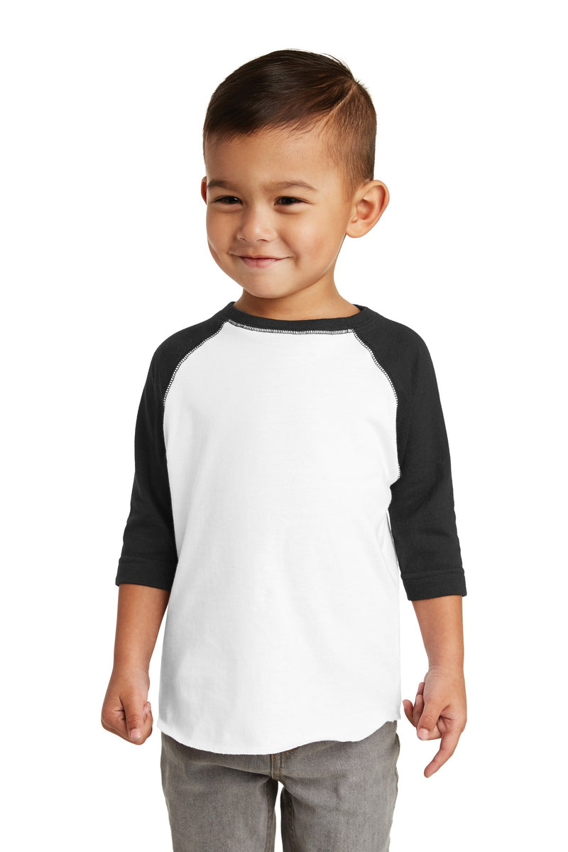 Rabbit Skins Toddler Baseball Fine Jersey Tee - White/ Black