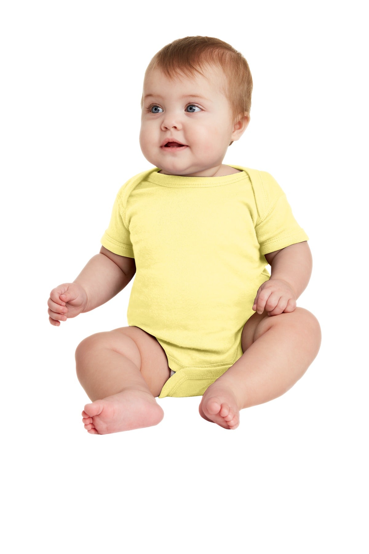 Rabbit Skins Infant Short Sleeve Baby Rib Bodysuit - Banana