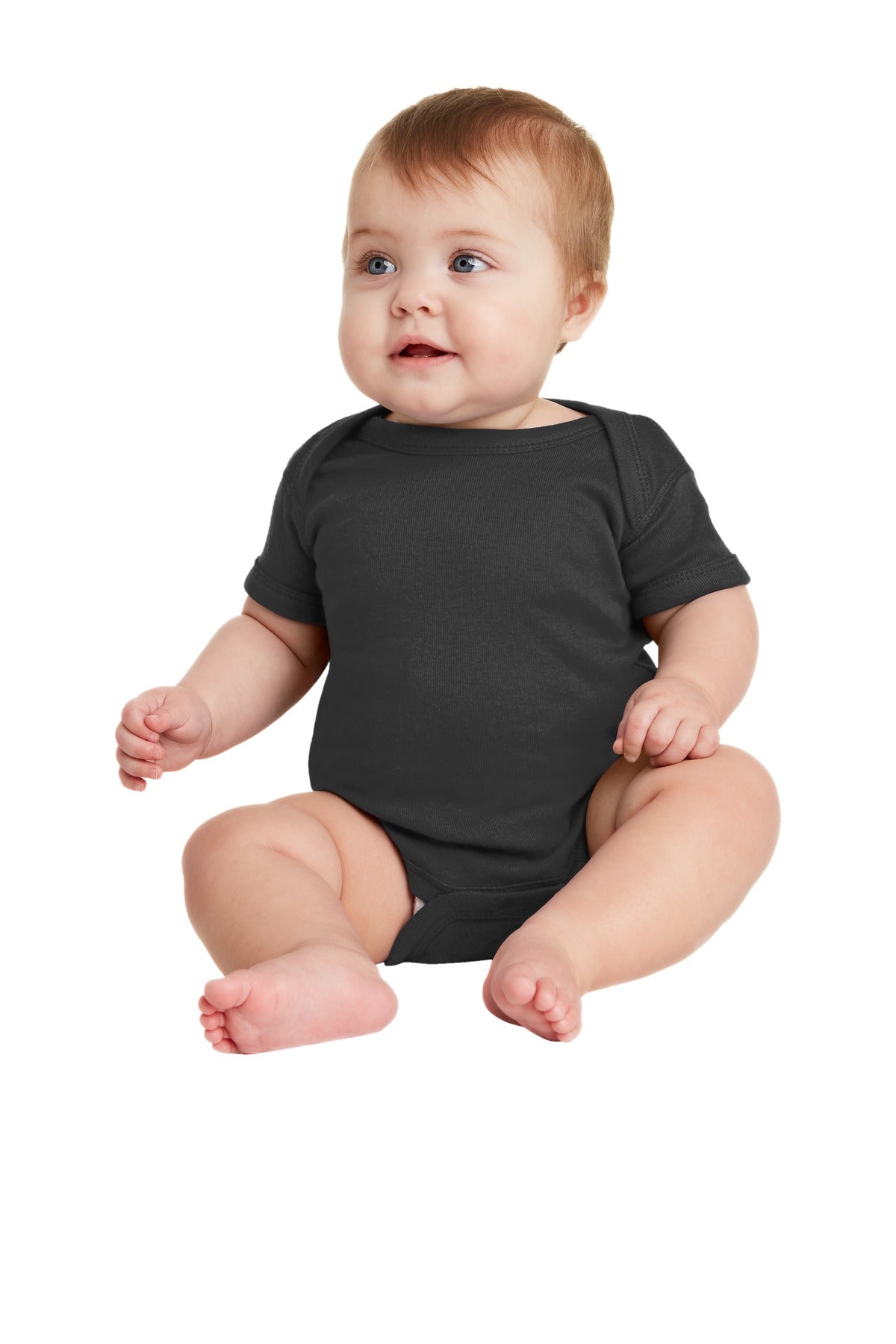 Rabbit Skins Infant Short Sleeve Baby Rib Bodysuit - Black
