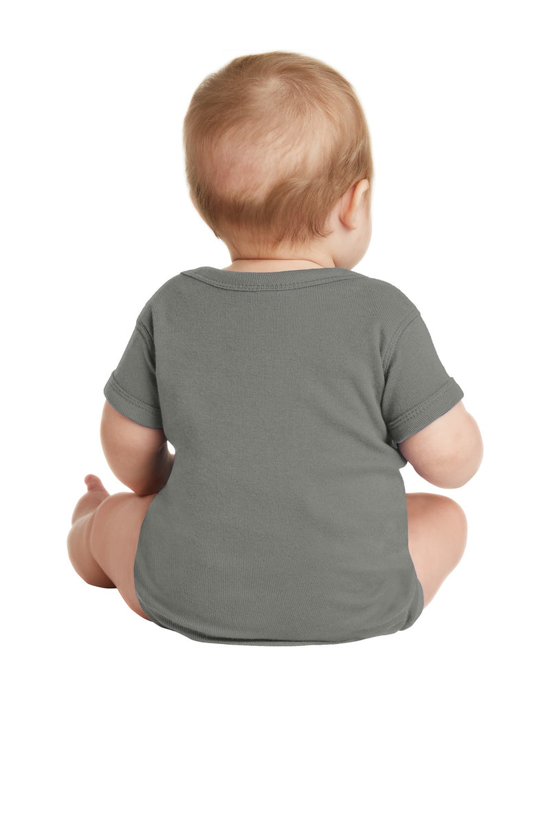 Rabbit Skins Infant Short Sleeve Baby Rib Bodysuit - Charcoal