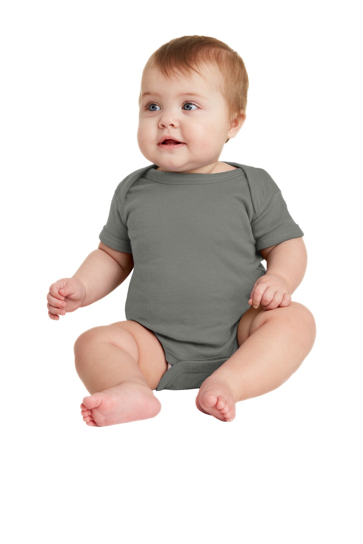 Rabbit Skins Infant Short Sleeve Baby Rib Bodysuit - Charcoal