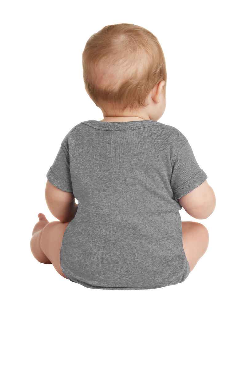 Rabbit Skins Infant Short Sleeve Baby Rib Bodysuit - Granite Heather