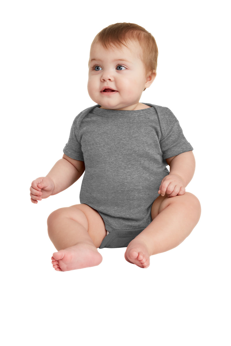 Rabbit Skins Infant Short Sleeve Baby Rib Bodysuit - Granite Heather