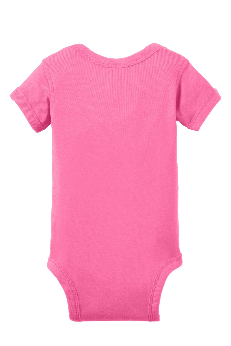 Rabbit Skins Infant Short Sleeve Baby Rib Bodysuit - Hot Pink