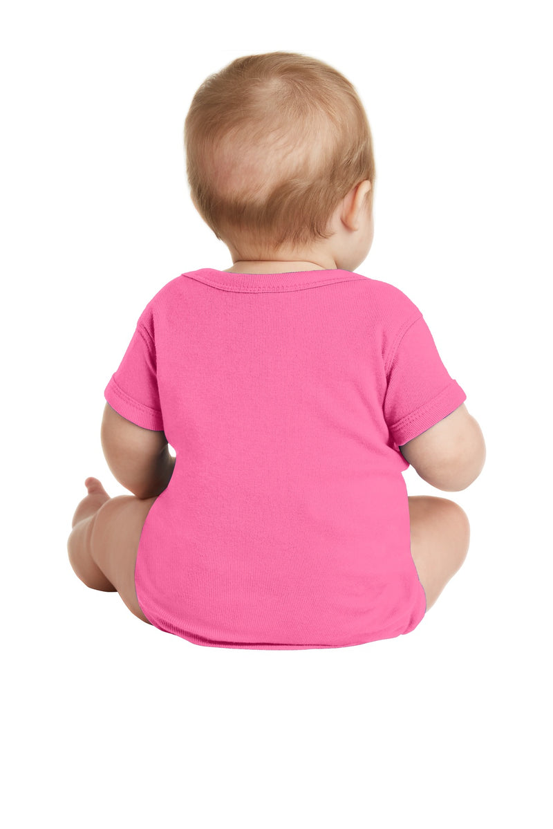 Rabbit Skins Infant Short Sleeve Baby Rib Bodysuit - Hot Pink