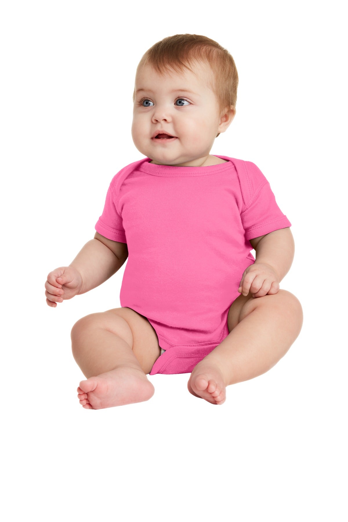Rabbit Skins Infant Short Sleeve Baby Rib Bodysuit - Hot Pink