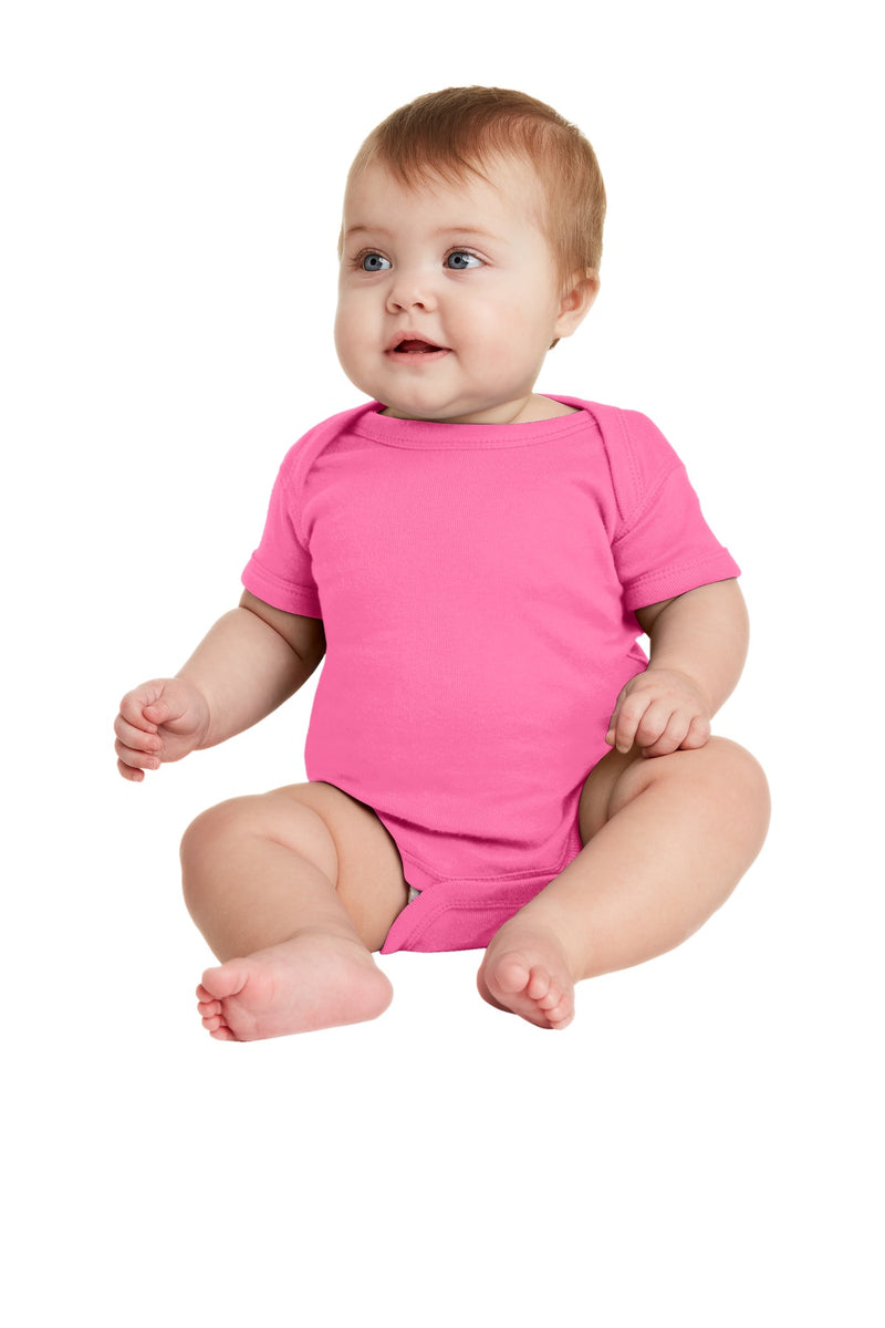 Rabbit Skins Infant Short Sleeve Baby Rib Bodysuit - Hot Pink