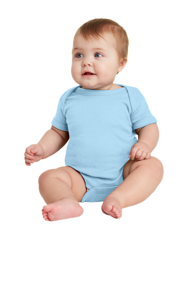 Rabbit Skins Infant Short Sleeve Baby Rib Bodysuit - Light Blue