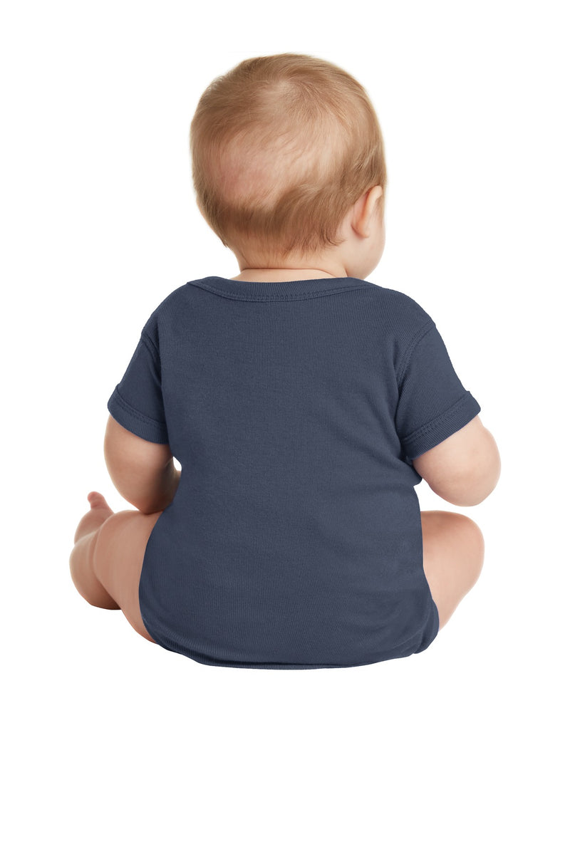 Rabbit Skins Infant Short Sleeve Baby Rib Bodysuit - Navy