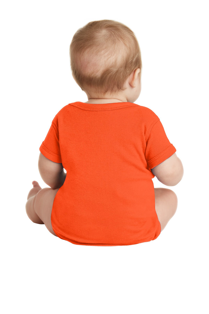 Rabbit Skins Infant Short Sleeve Baby Rib Bodysuit - Orange