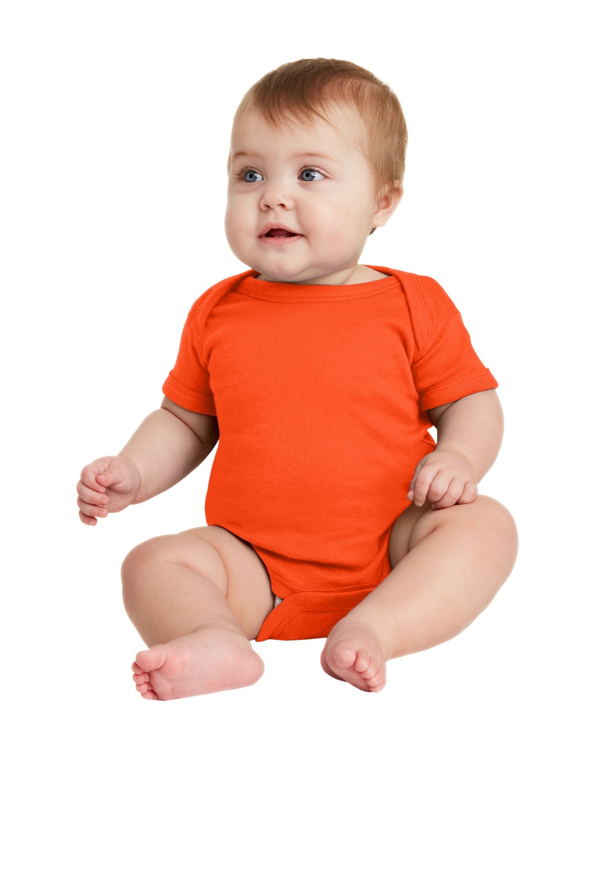 Rabbit Skins Infant Short Sleeve Baby Rib Bodysuit - Orange