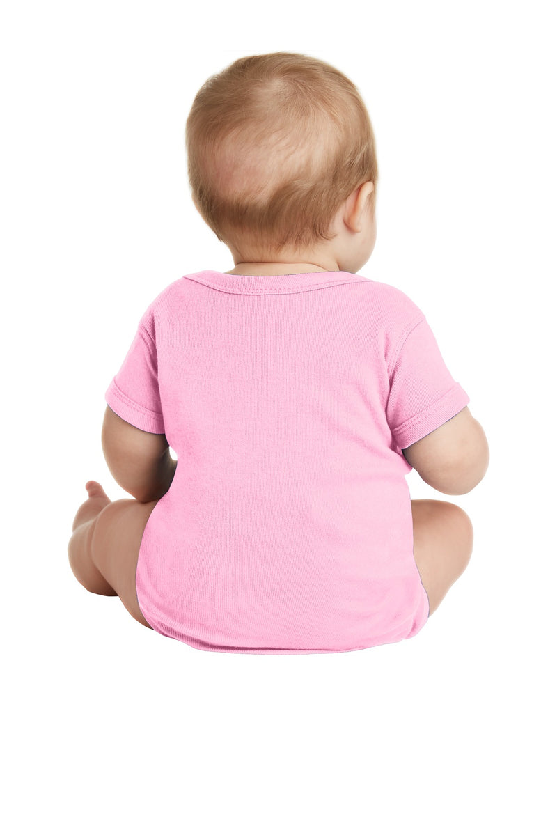 Rabbit Skins Infant Short Sleeve Baby Rib Bodysuit - Pink