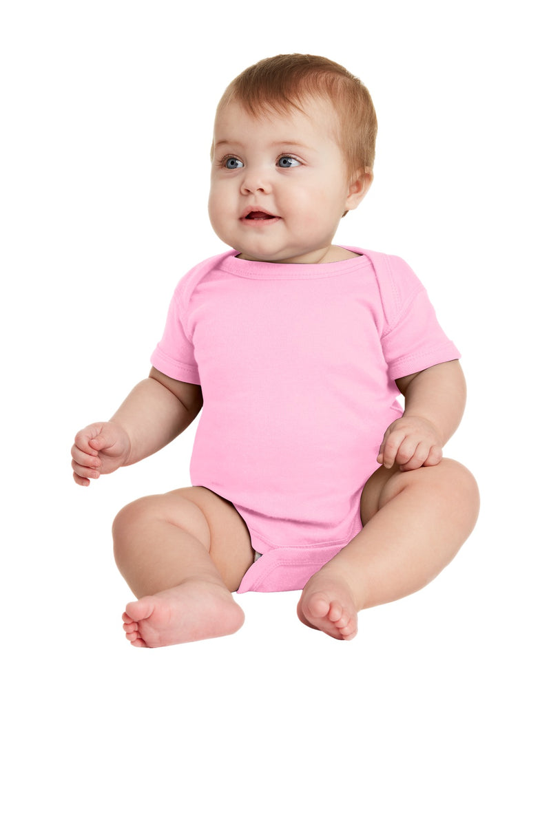 Rabbit Skins Infant Short Sleeve Baby Rib Bodysuit - Pink