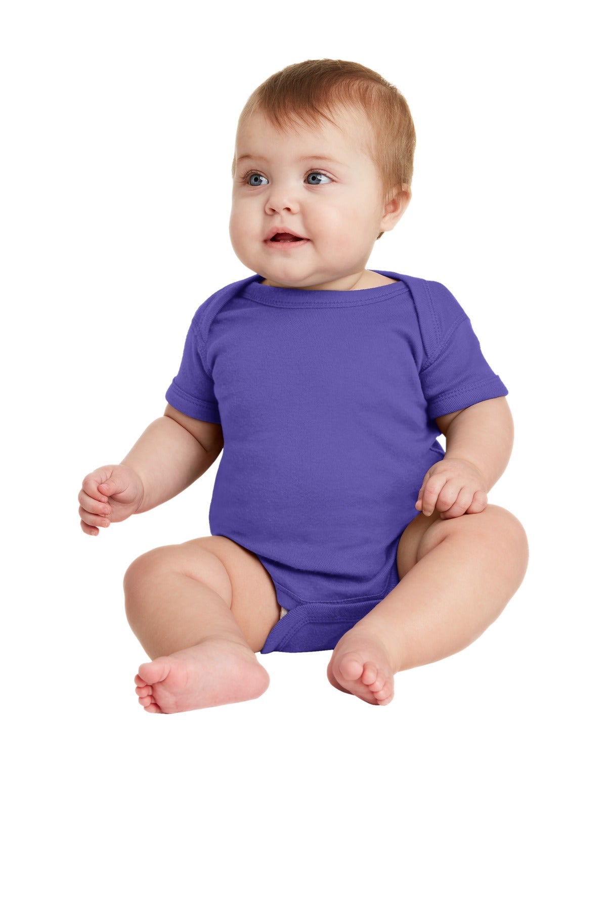 Rabbit Skins Infant Short Sleeve Baby Rib Bodysuit - Purple