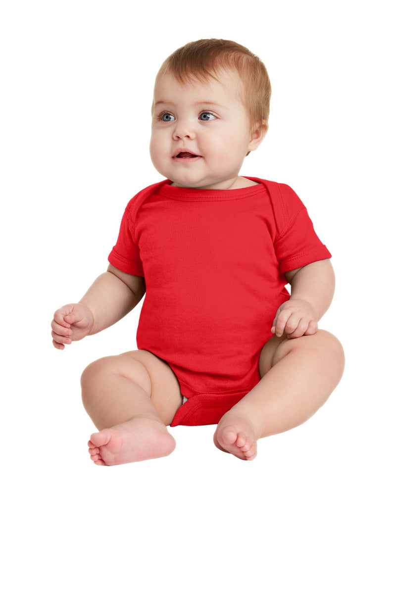 Rabbit Skins Infant Short Sleeve Baby Rib Bodysuit - Red