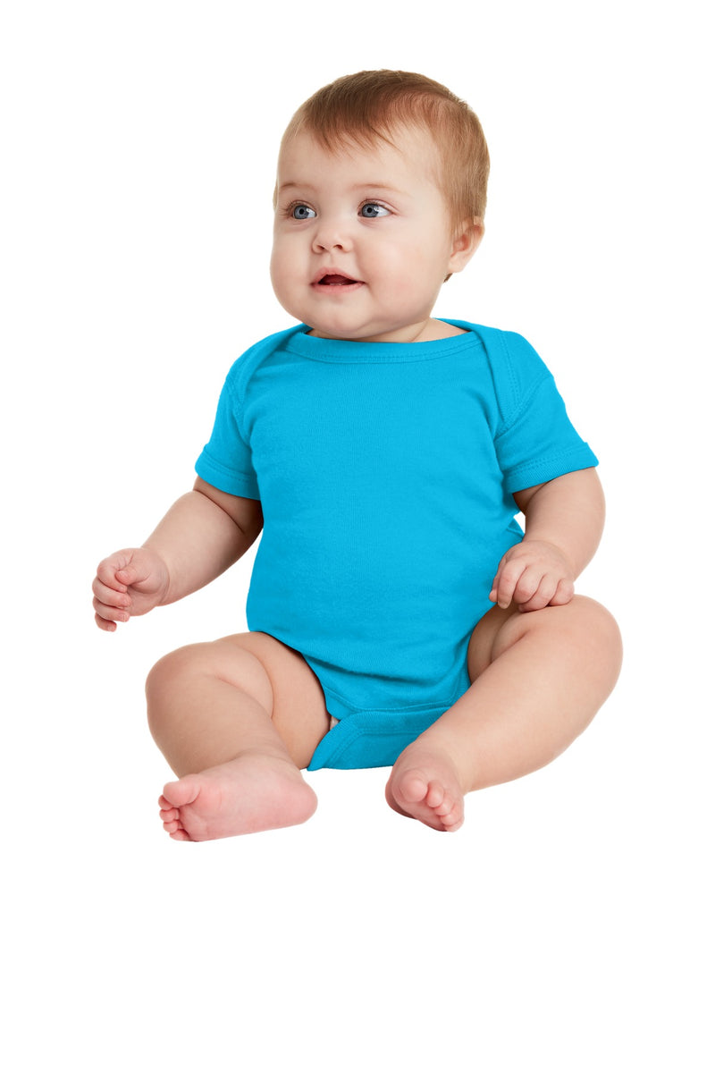 Rabbit Skins Infant Short Sleeve Baby Rib Bodysuit - Turquoise