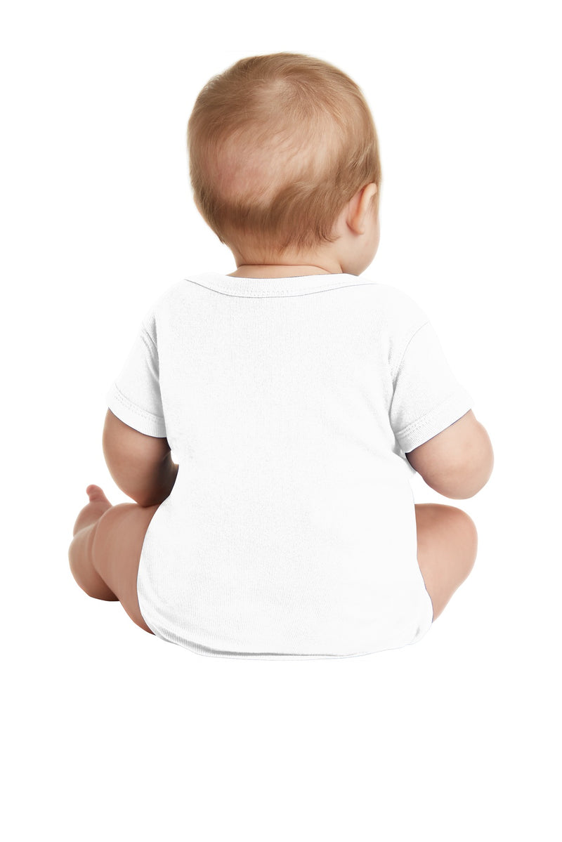 Rabbit Skins Infant Short Sleeve Baby Rib Bodysuit - White