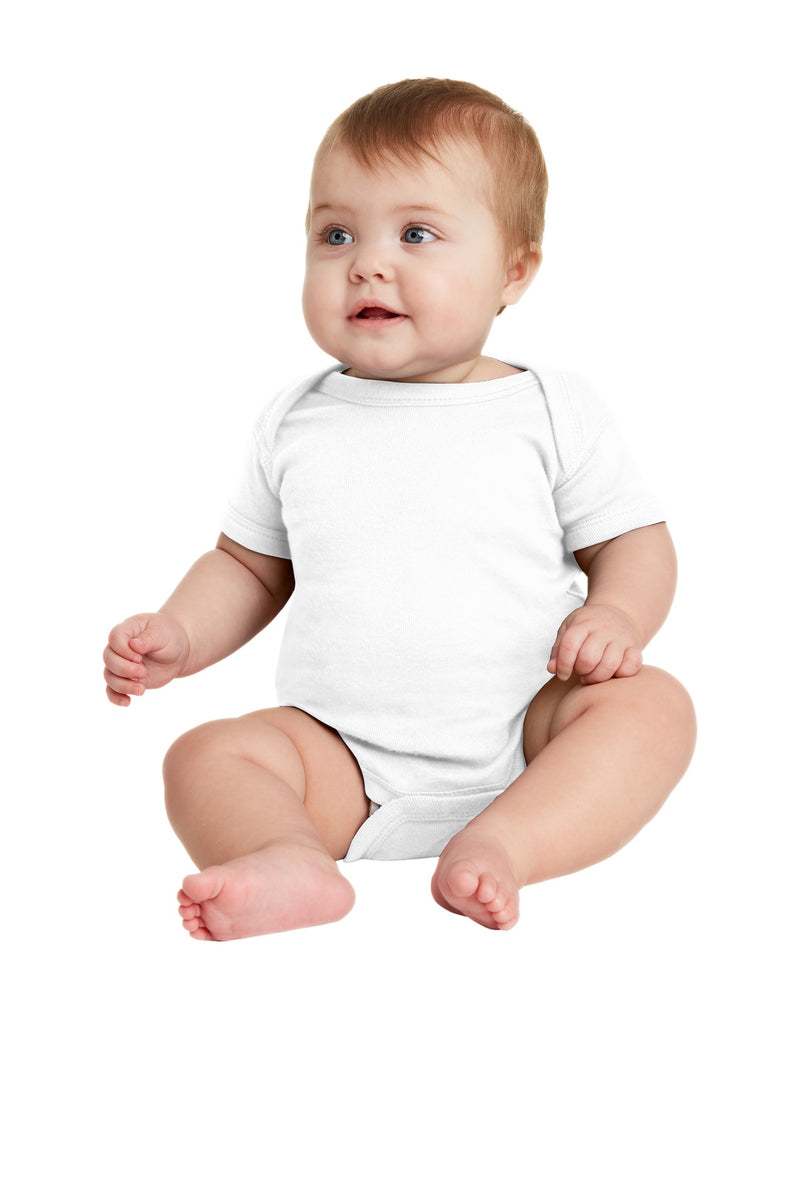 Rabbit Skins Infant Short Sleeve Baby Rib Bodysuit - White