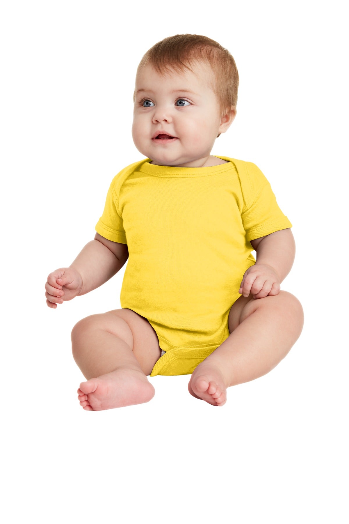 Rabbit Skins Infant Short Sleeve Baby Rib Bodysuit - Yellow