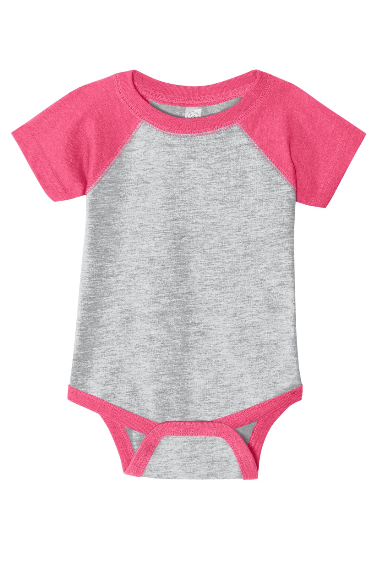 Rabbit Skins Infant Baseball Fine Jersey Bodysuit - Vintage Heather/ Vintage Hot Pink