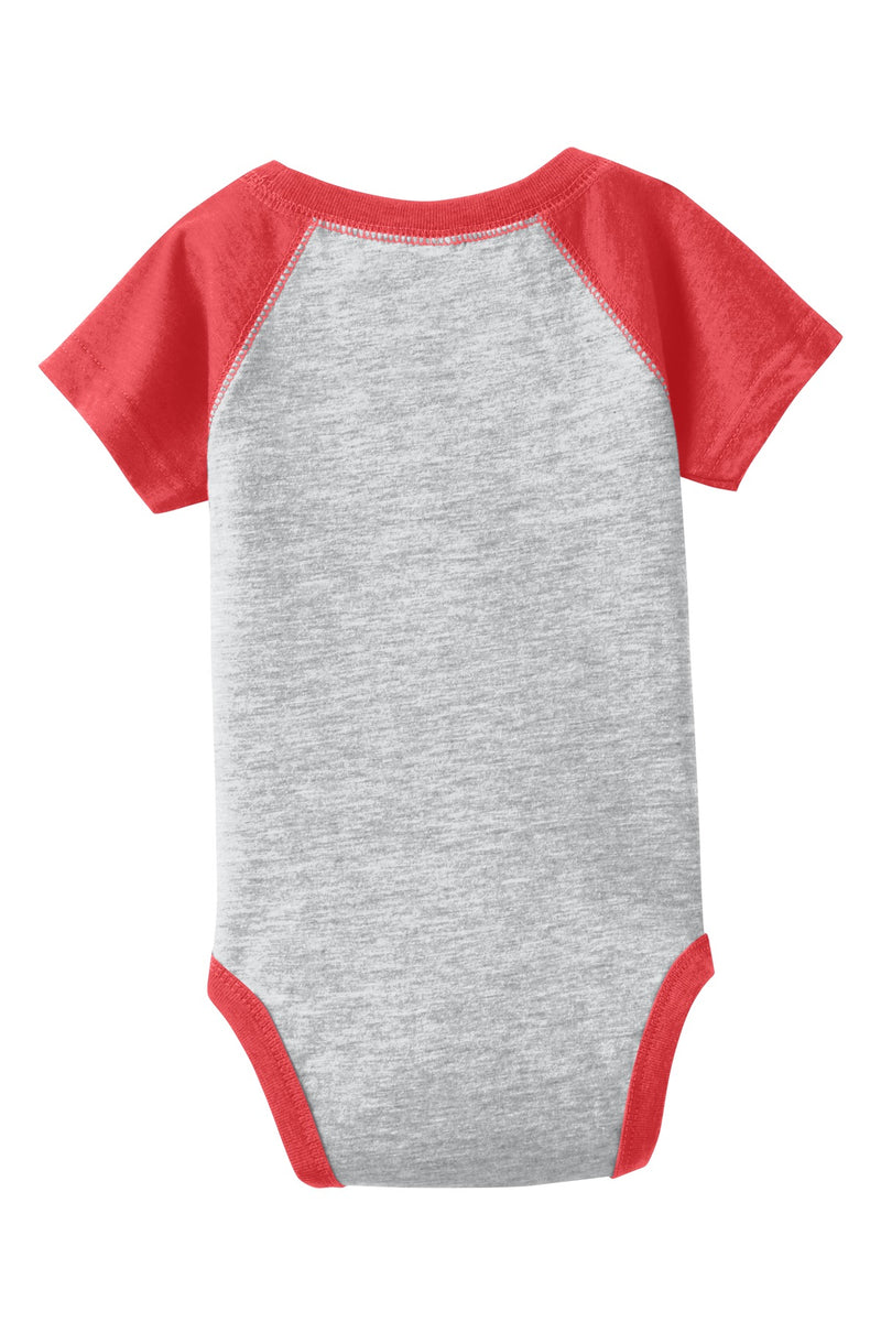 Rabbit Skins Infant Baseball Fine Jersey Bodysuit - Vintage Heather/ Vintage Red
