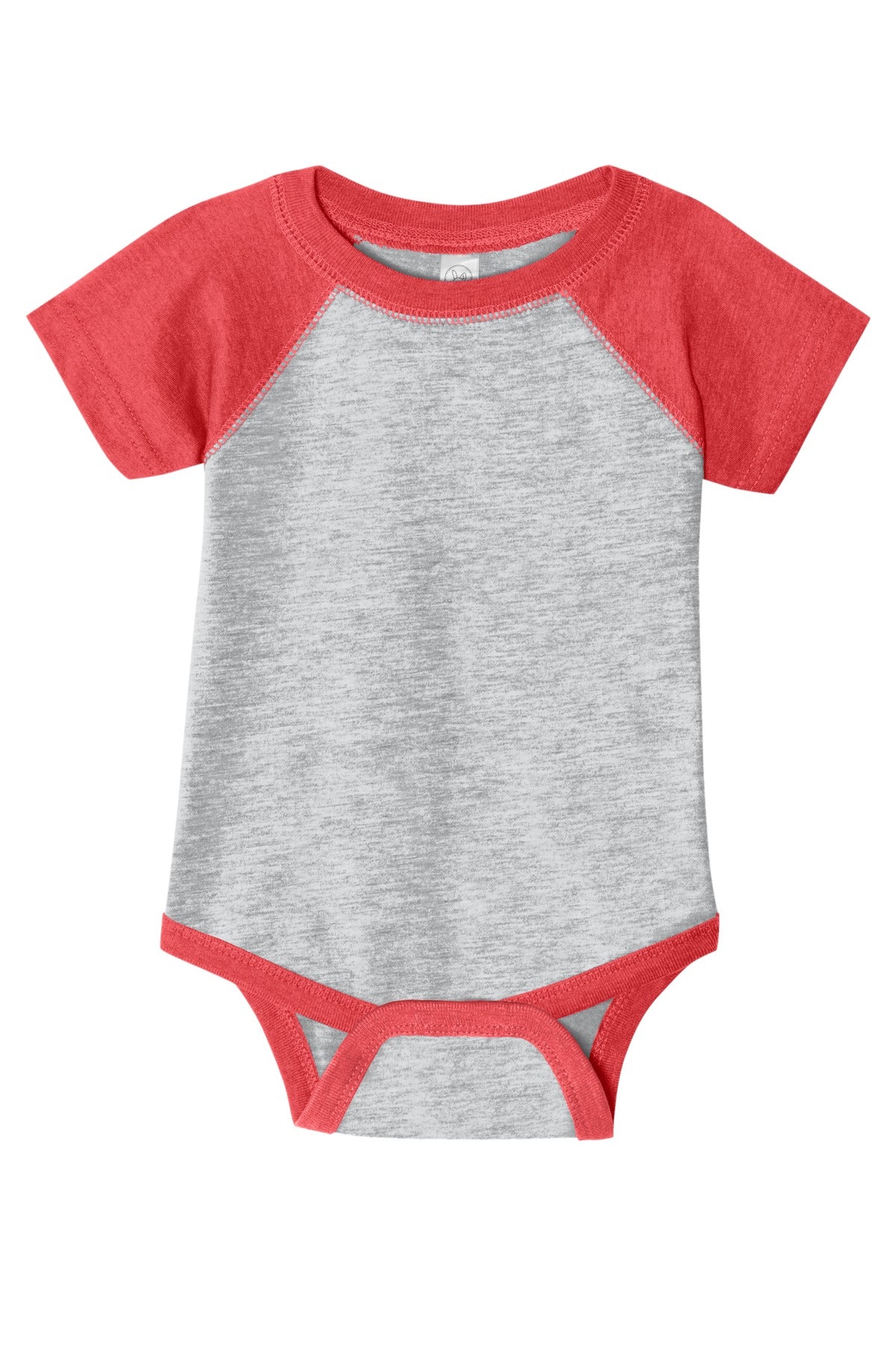 Rabbit Skins Infant Baseball Fine Jersey Bodysuit - Vintage Heather/ Vintage Red