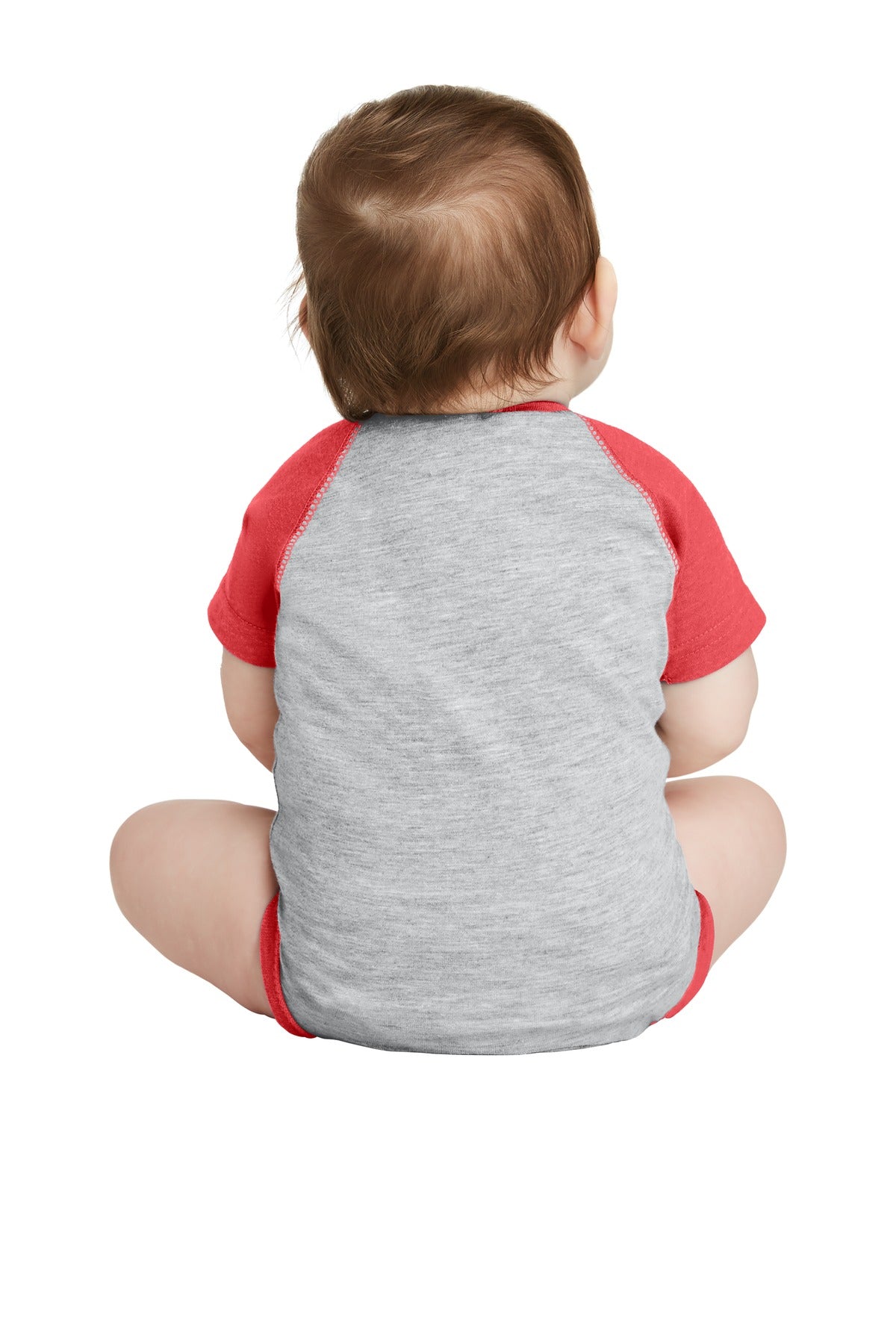 Rabbit Skins Infant Baseball Fine Jersey Bodysuit - Vintage Heather/ Vintage Red