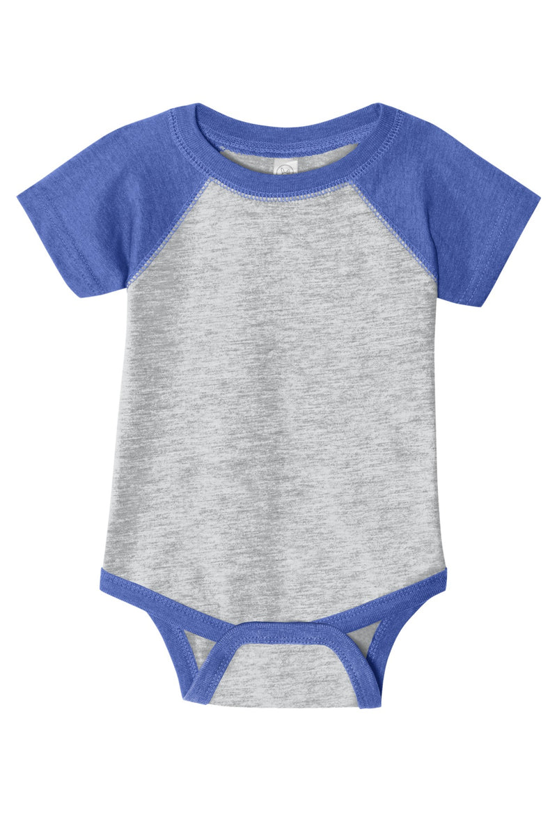 Rabbit Skins Infant Baseball Fine Jersey Bodysuit - Vintage Heather/ Vintage Royal