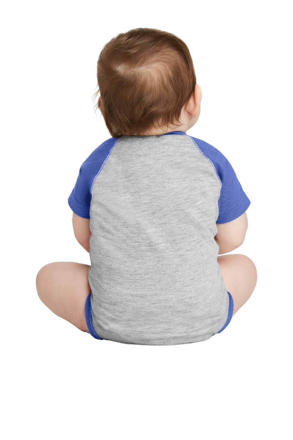 Rabbit Skins Infant Baseball Fine Jersey Bodysuit - Vintage Heather/ Vintage Royal