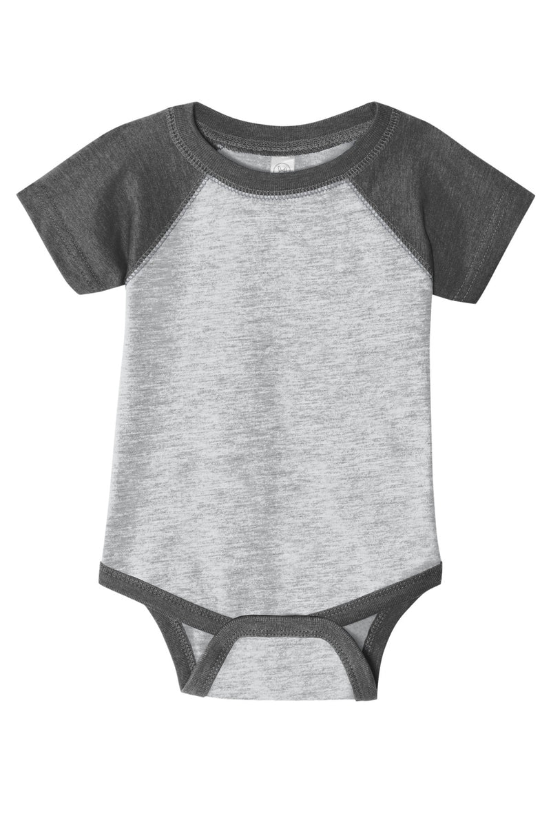 Rabbit Skins Infant Baseball Fine Jersey Bodysuit - Vintage Heather/ Vintage Smoke