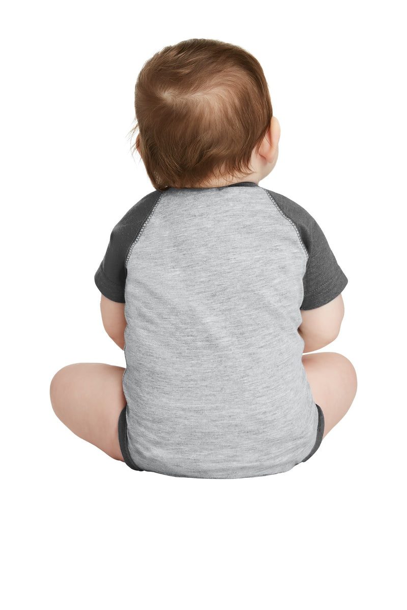 Rabbit Skins Infant Baseball Fine Jersey Bodysuit - Vintage Heather/ Vintage Smoke
