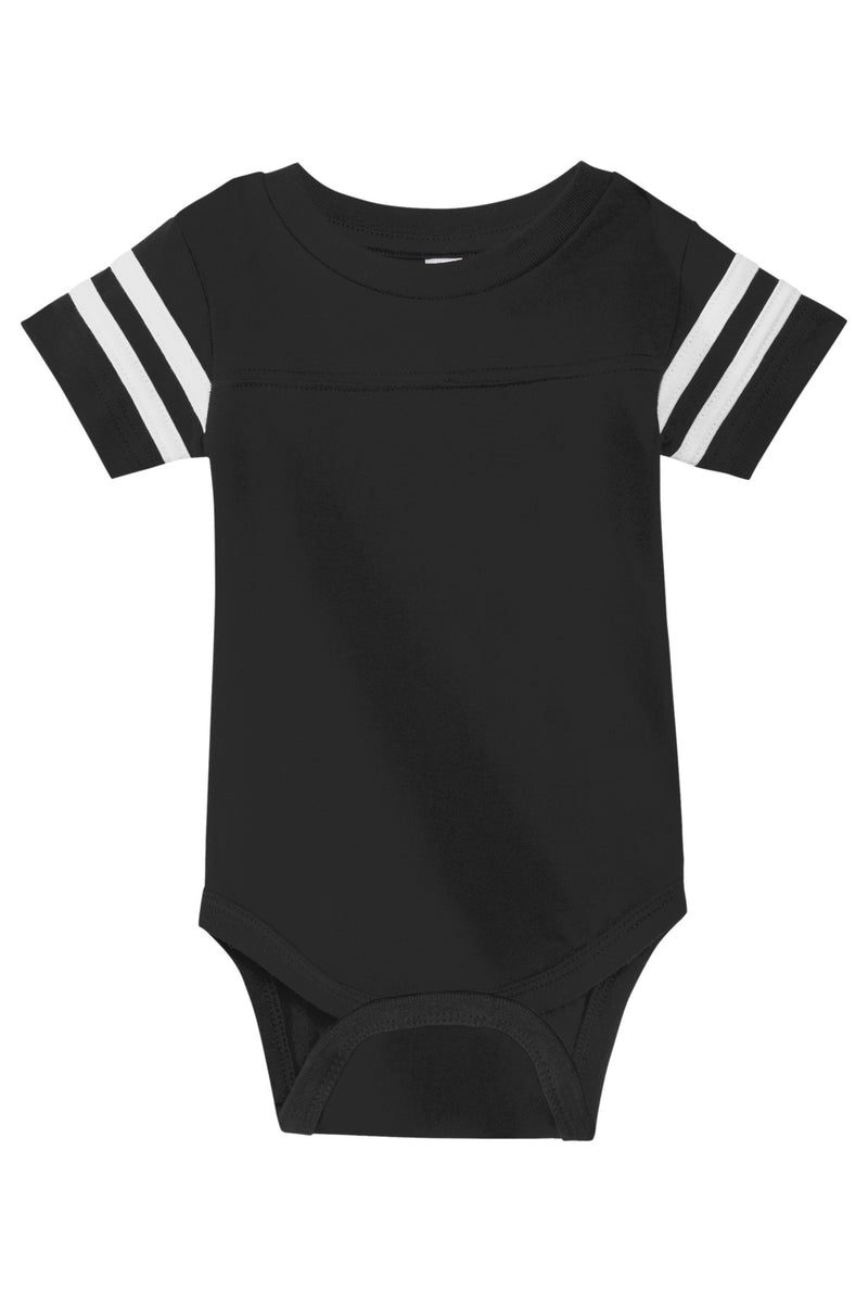 Rabbit Skins Infant Football Fine Jersey Bodysuit - Black/ White