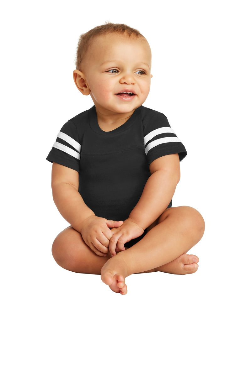 Rabbit Skins Infant Football Fine Jersey Bodysuit - Black/ White