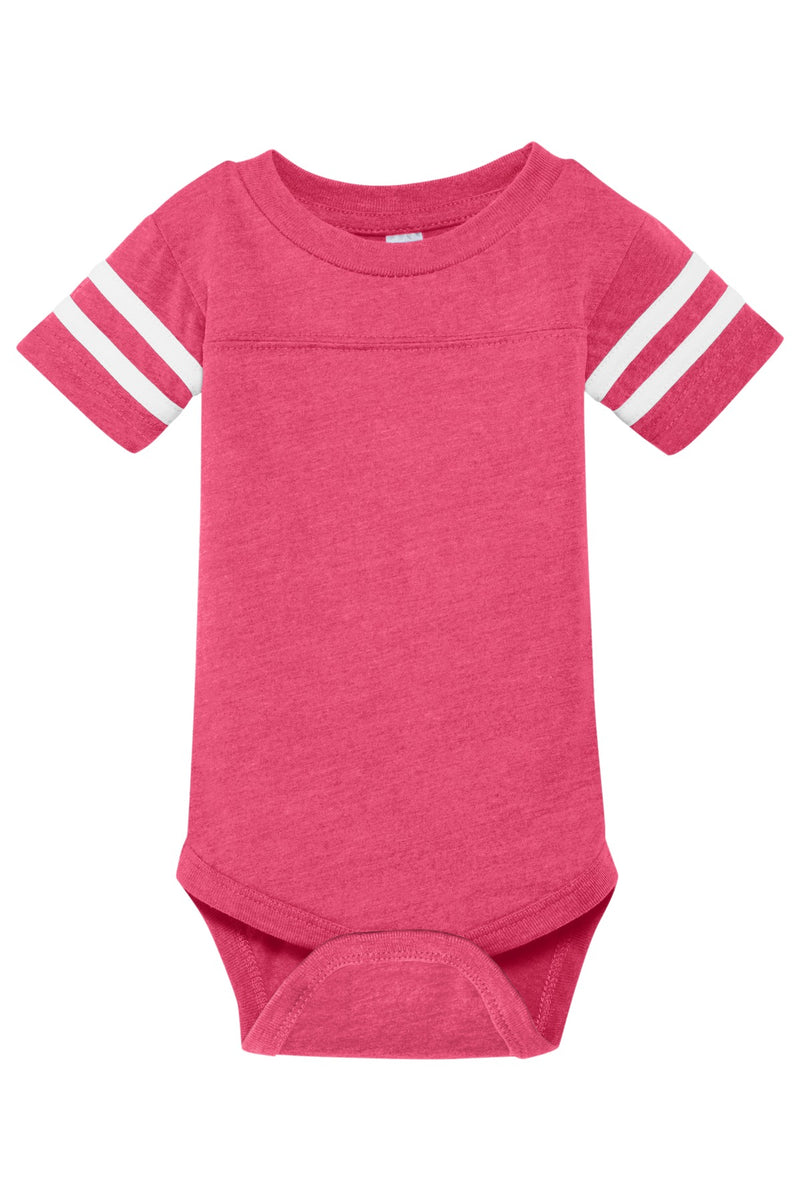 Rabbit Skins Infant Football Fine Jersey Bodysuit - Vintage Hot Pink/ Blended White