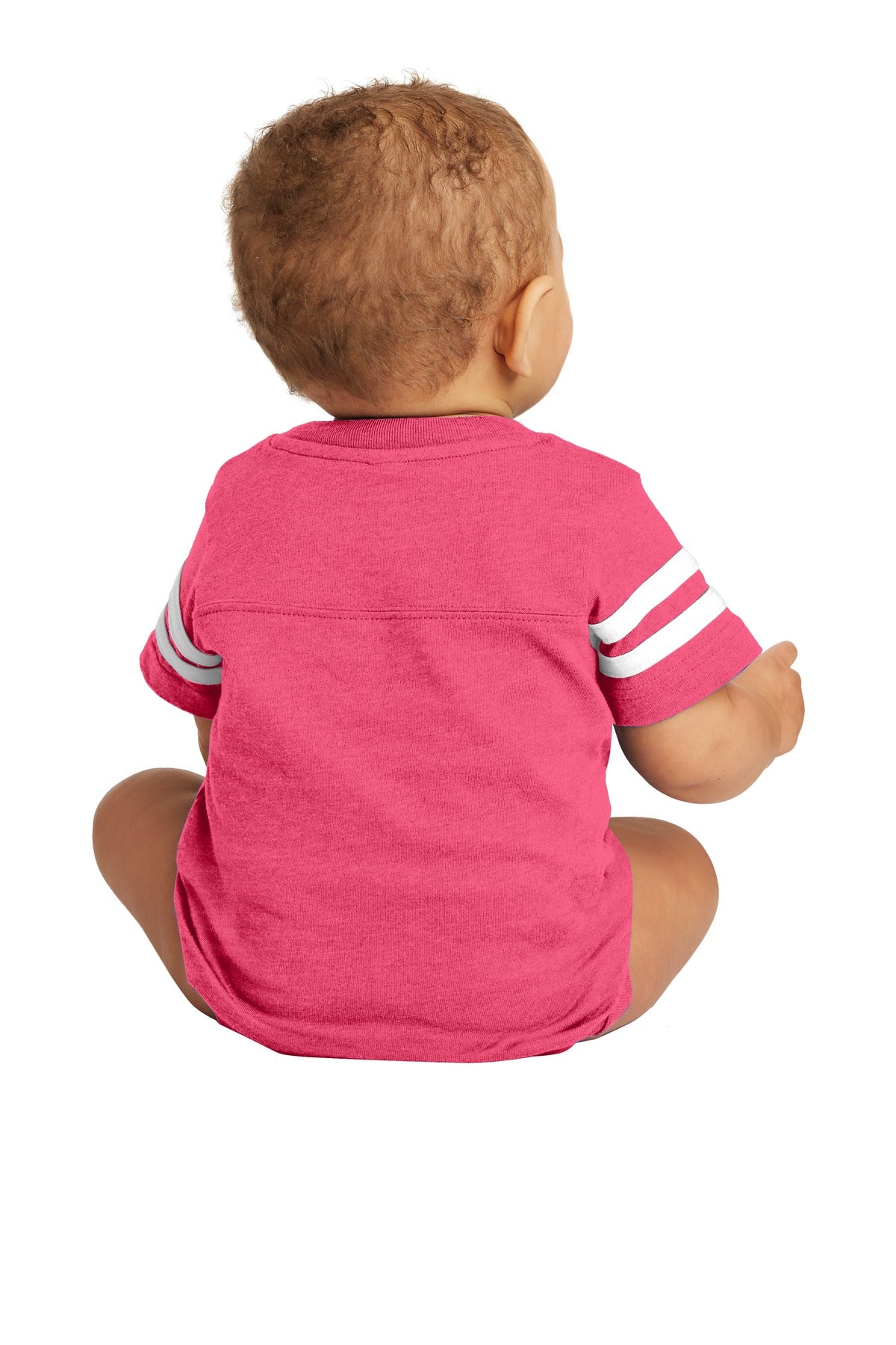 Rabbit Skins Infant Football Fine Jersey Bodysuit - Vintage Hot Pink/ Blended White