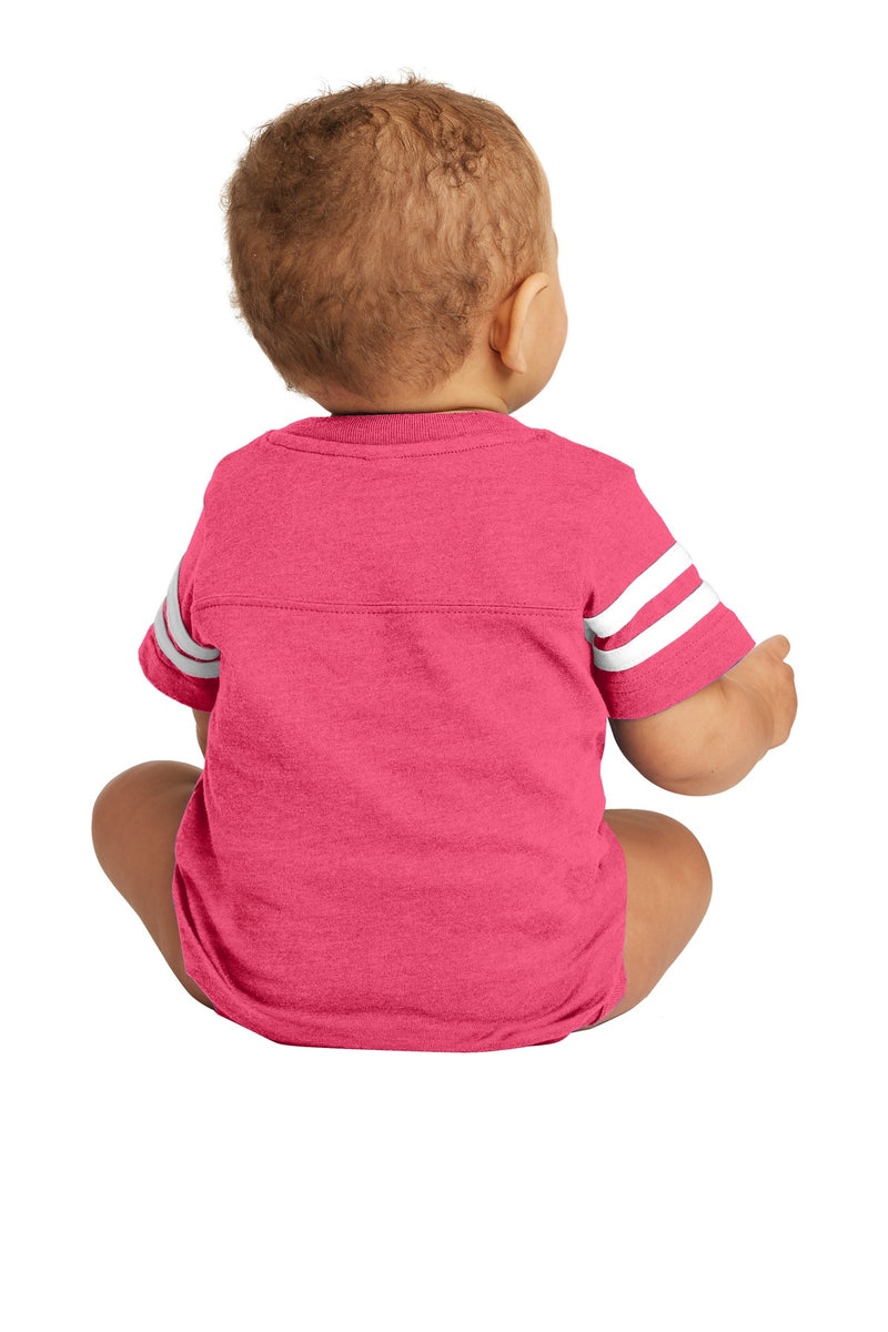 Rabbit Skins Infant Football Fine Jersey Bodysuit - Vintage Hot Pink/ Blended White