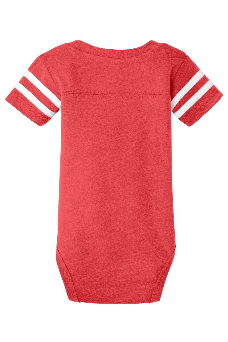 Rabbit Skins Infant Football Fine Jersey Bodysuit - Vintage Red/ Blended White