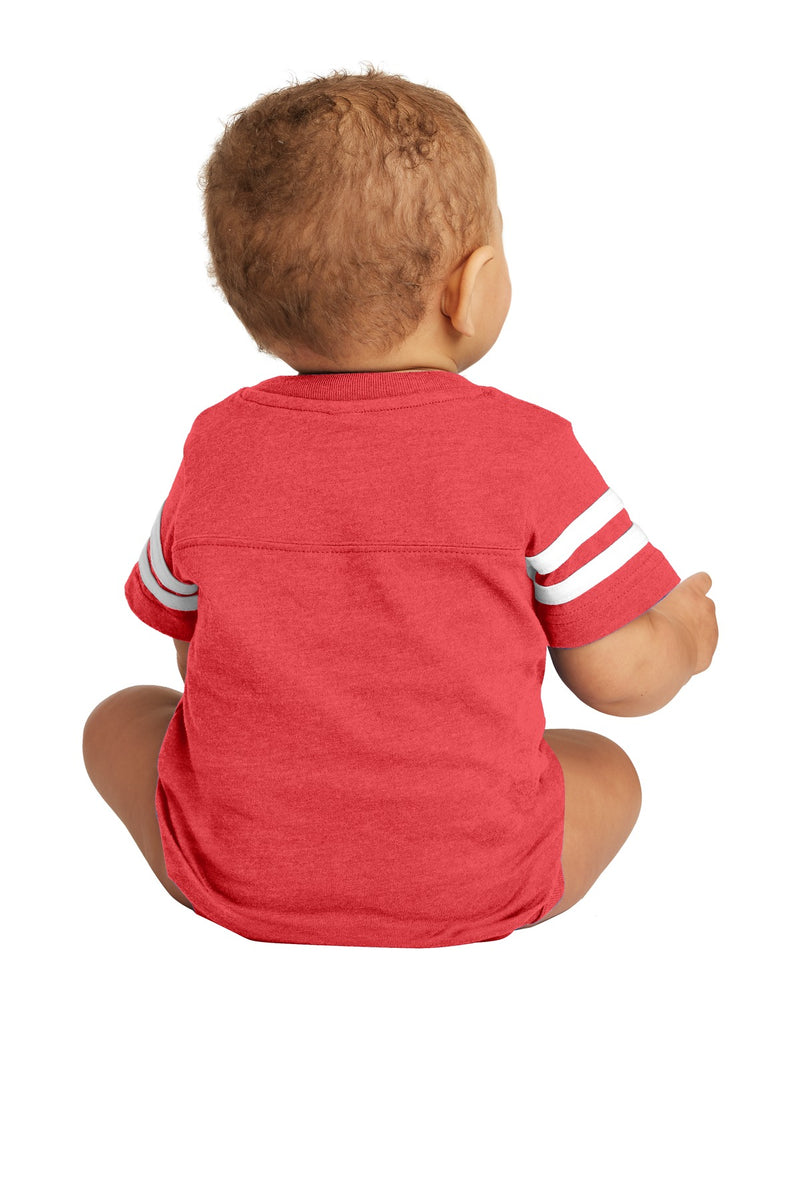 Rabbit Skins Infant Football Fine Jersey Bodysuit - Vintage Red/ Blended White