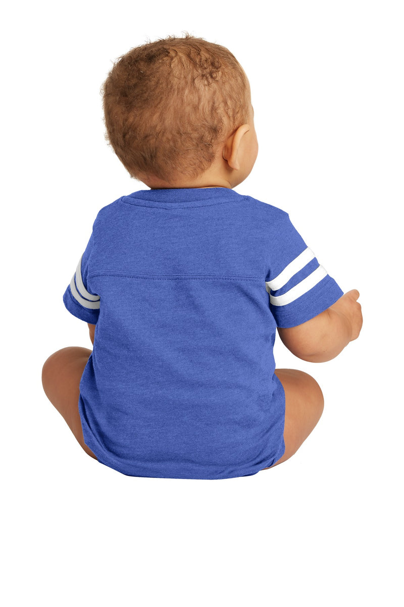 Rabbit Skins Infant Football Fine Jersey Bodysuit - Vintage Royal/ Blended White