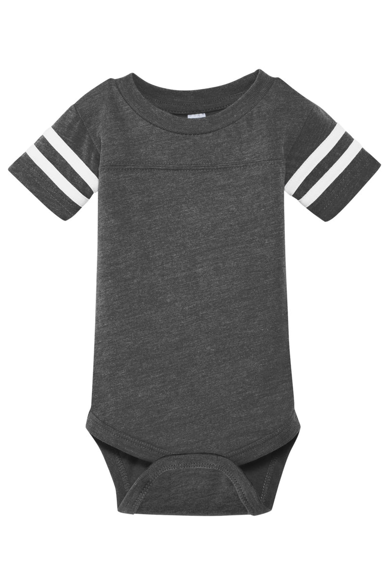 Rabbit Skins Infant Football Fine Jersey Bodysuit - Vintage Smoke/ Blended White