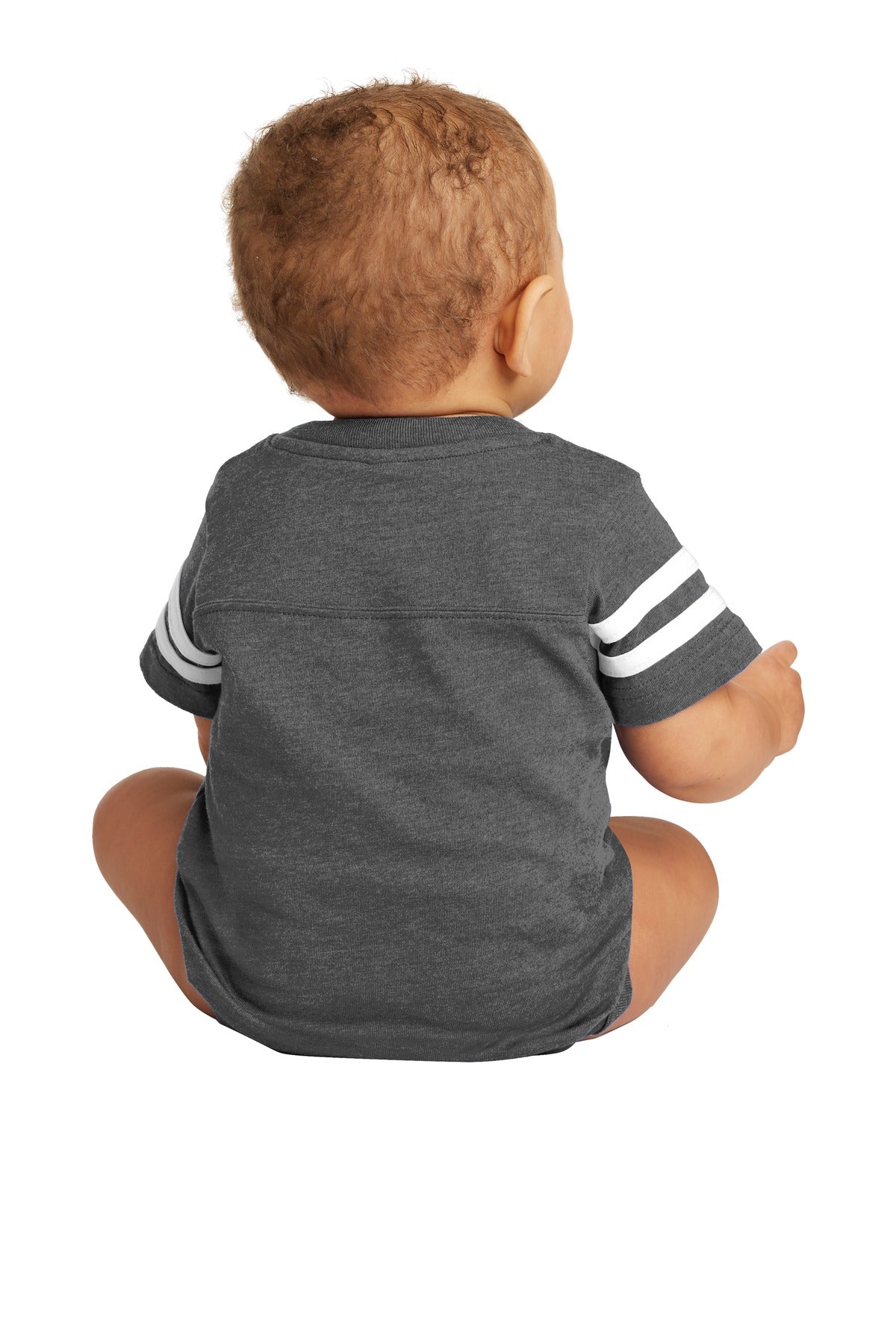 Rabbit Skins Infant Football Fine Jersey Bodysuit - Vintage Smoke/ Blended White