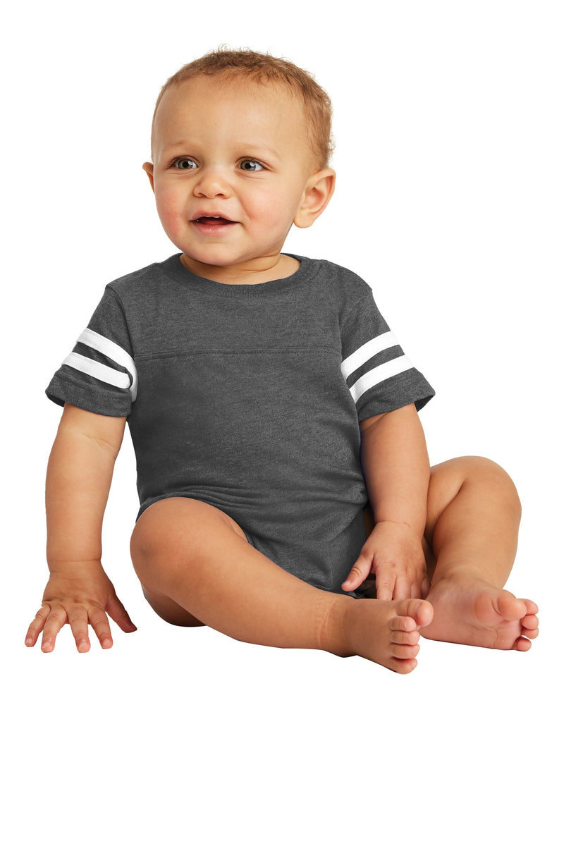 Rabbit Skins Infant Football Fine Jersey Bodysuit - Vintage Smoke/ Blended White