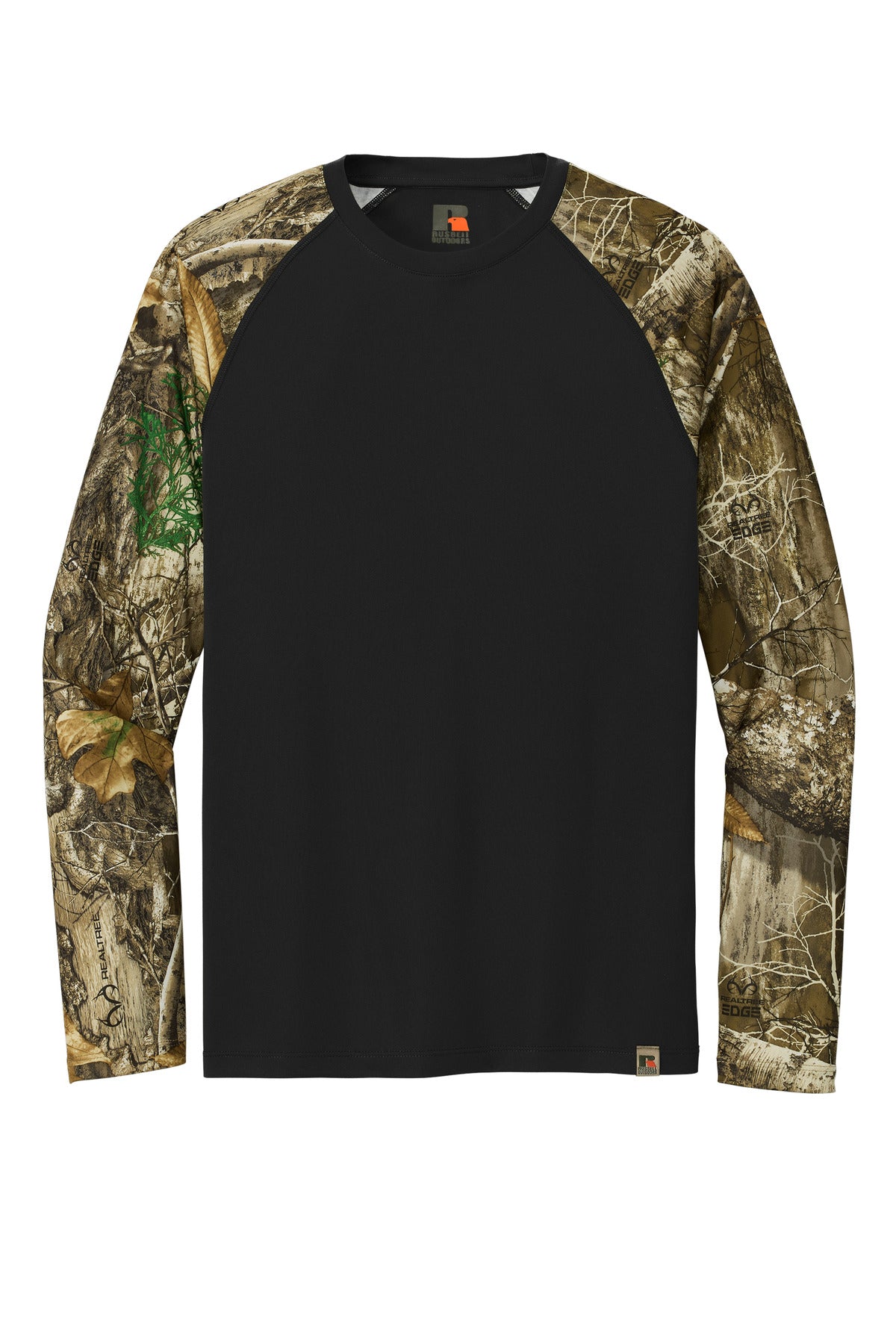 Russell Outdoors Realtree Colorblock Performance Long Sleeve Tee - Black/ Realtree Edge