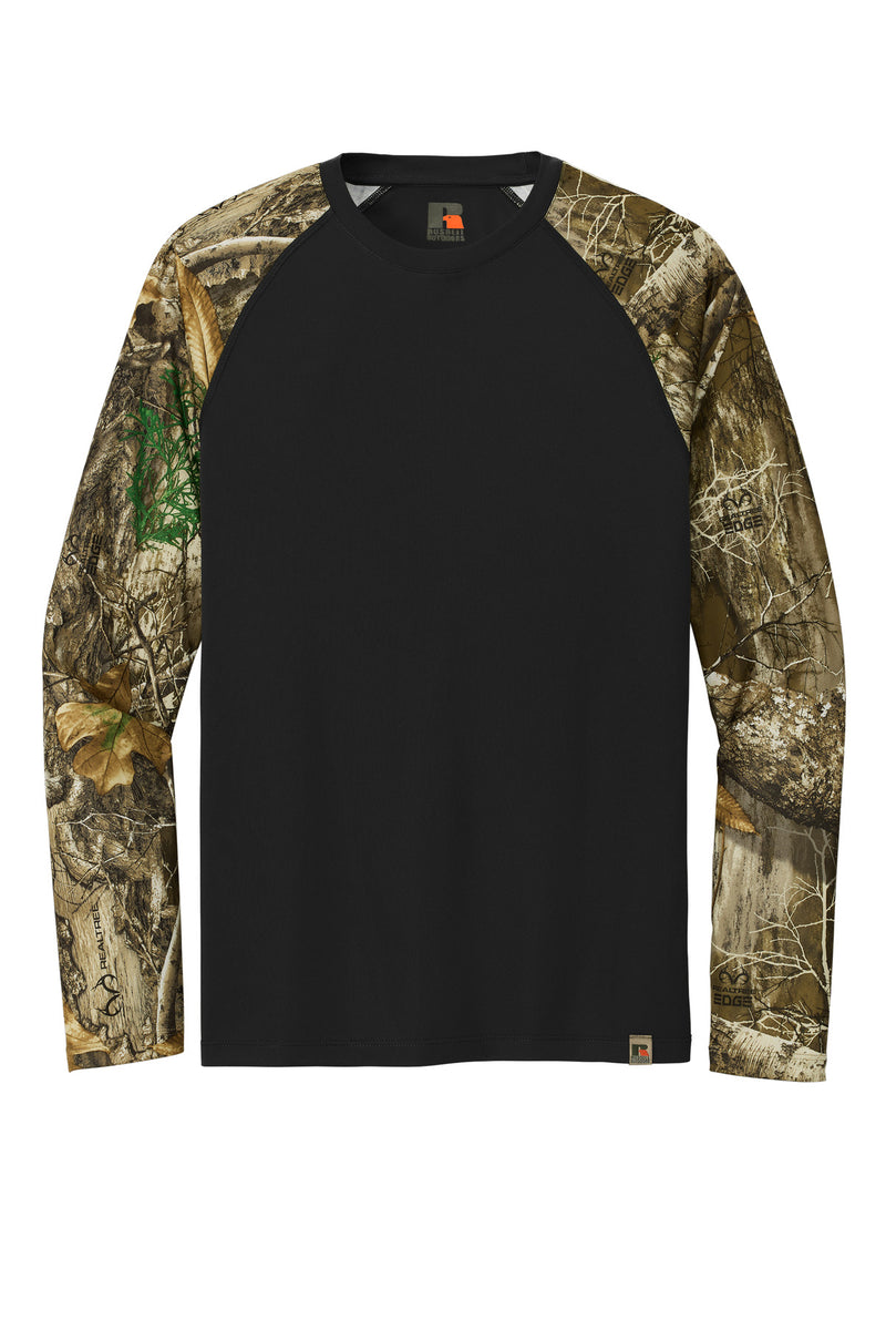 Russell Outdoors Realtree Colorblock Performance Long Sleeve Tee - Black/ Realtree Edge