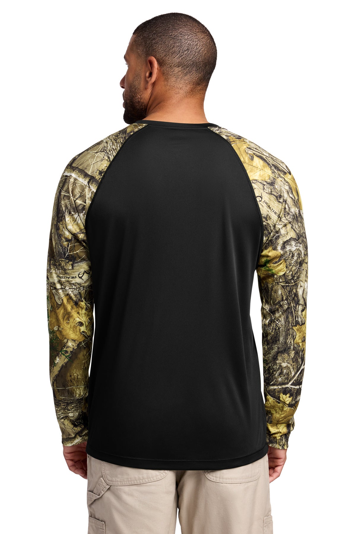 Russell Outdoors Realtree Colorblock Performance Long Sleeve Tee - Black/ Realtree Edge