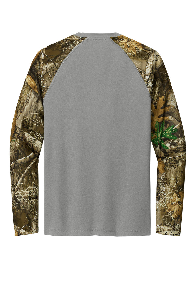 Russell Outdoors Realtree Colorblock Performance Long Sleeve Tee - Grey Concrete Heather/ Realtree Edge