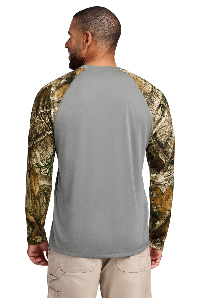 Russell Outdoors Realtree Colorblock Performance Long Sleeve Tee - Grey Concrete Heather/ Realtree Edge